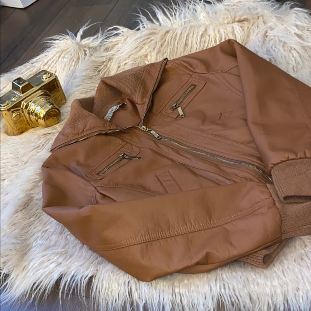 Brown Faux Leather Jacket